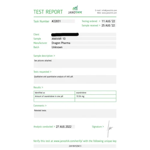 anavar 10 lab test result - verified on 2022-08-27