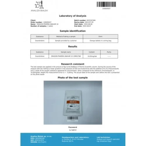 anavar 10 lab test result - verified on 2024-08-07