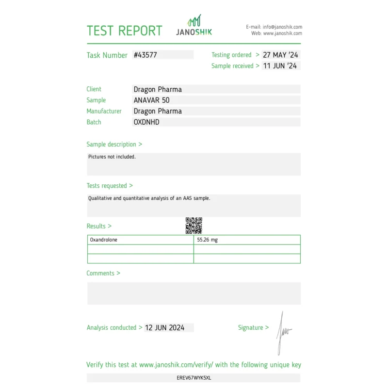 anavar 50 lab test result - verified on 2024-06-12