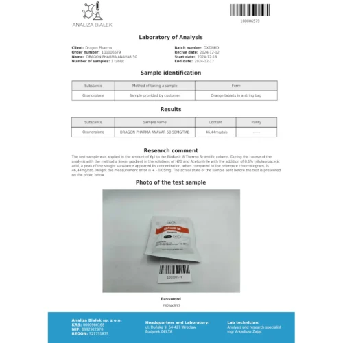 anavar 50 lab test result - verified on 2024-12-17