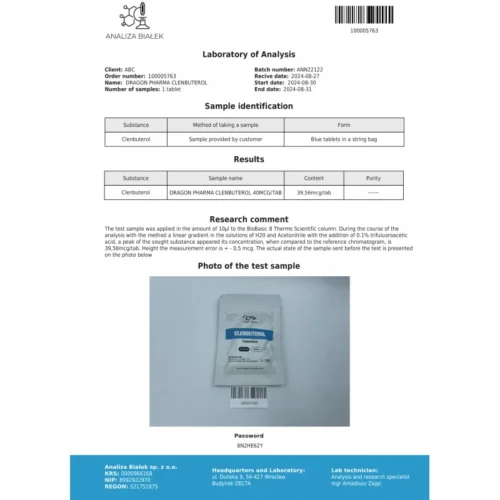 clenbuterol lab test result - verified on 2024-08-31