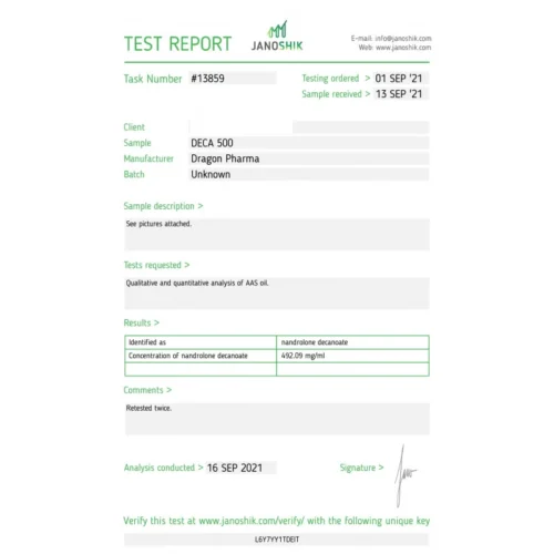 eq 500 lab test result - verified on 2021-09-16
