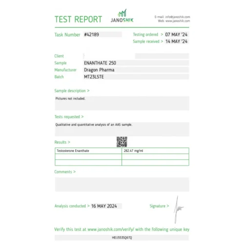 enantat 250 lab test result - verified on 2024-05-16