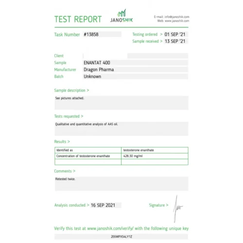 enantat 400 lab test result - verified on 2021-09-16