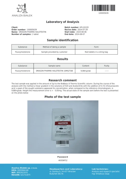 halotestin lab test result - verified on -2024-08-07