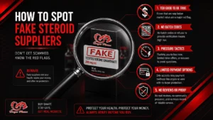 Guide to spotting fake steroid suppliers showing red flags