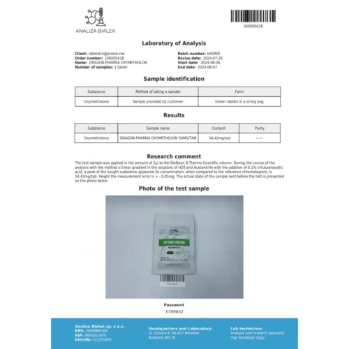 oxymetholon lab test result - verified on 2024-08-07