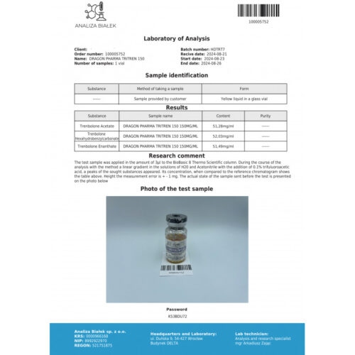 tritren lab test result - verified on 2024-08-26